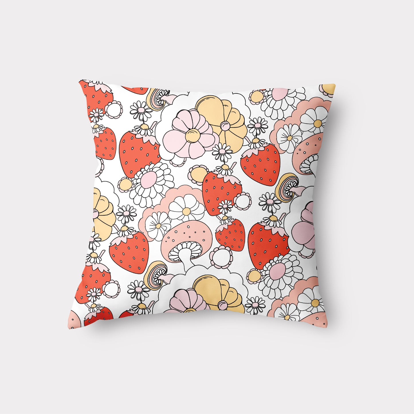 Strawberries + Flowers Cushion Cover